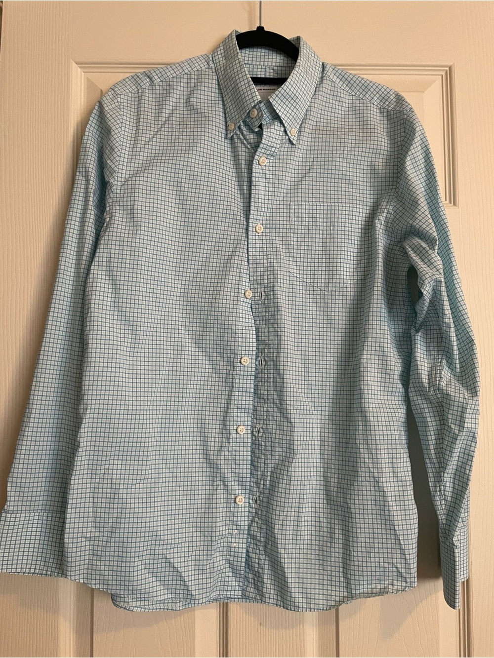 Club Monaco Light Blue Checked Button-Down Shirt